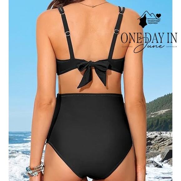 Charmo Maternity Scallop Edge Tie Back Bikini Swimsuit Size M - Picture 2 of 7